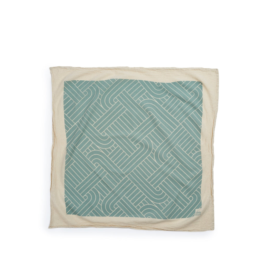 Chalet H Weave Tea Towels in Natural, Tomato, and Myrtle Green (Set of 3)