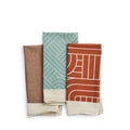 Chalet H Weave Tea Towels in Natural, Tomato, and Myrtle Green (Set of 3)