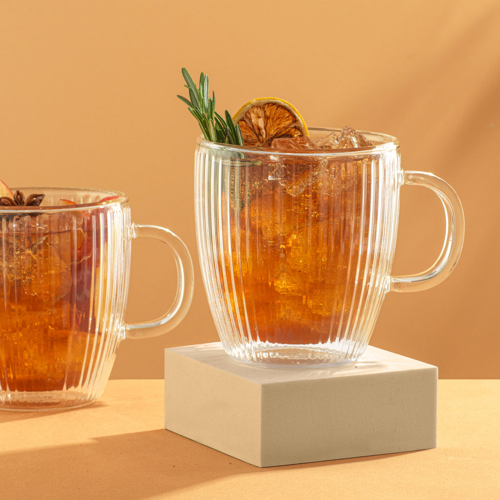 Savor Fluted Double Wall Coffee Glasses