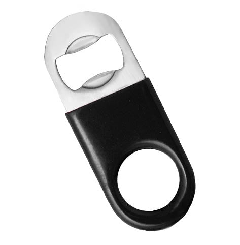 Mini Bottle Opener / Bar Key - Black Vinyl Rubber Grip
